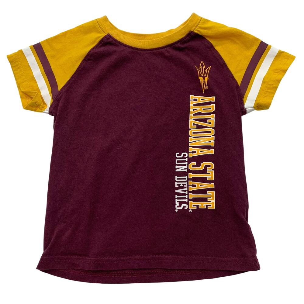 Arizona State University 3T Unisex Kids Fan Tee Shirt Sun Devils Maroon & Gold